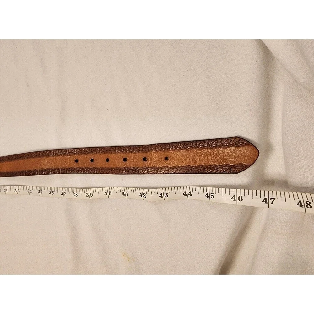 Carhartt Mens Sz Large Nebuck Leather Belt Embossed Western Southwest Country